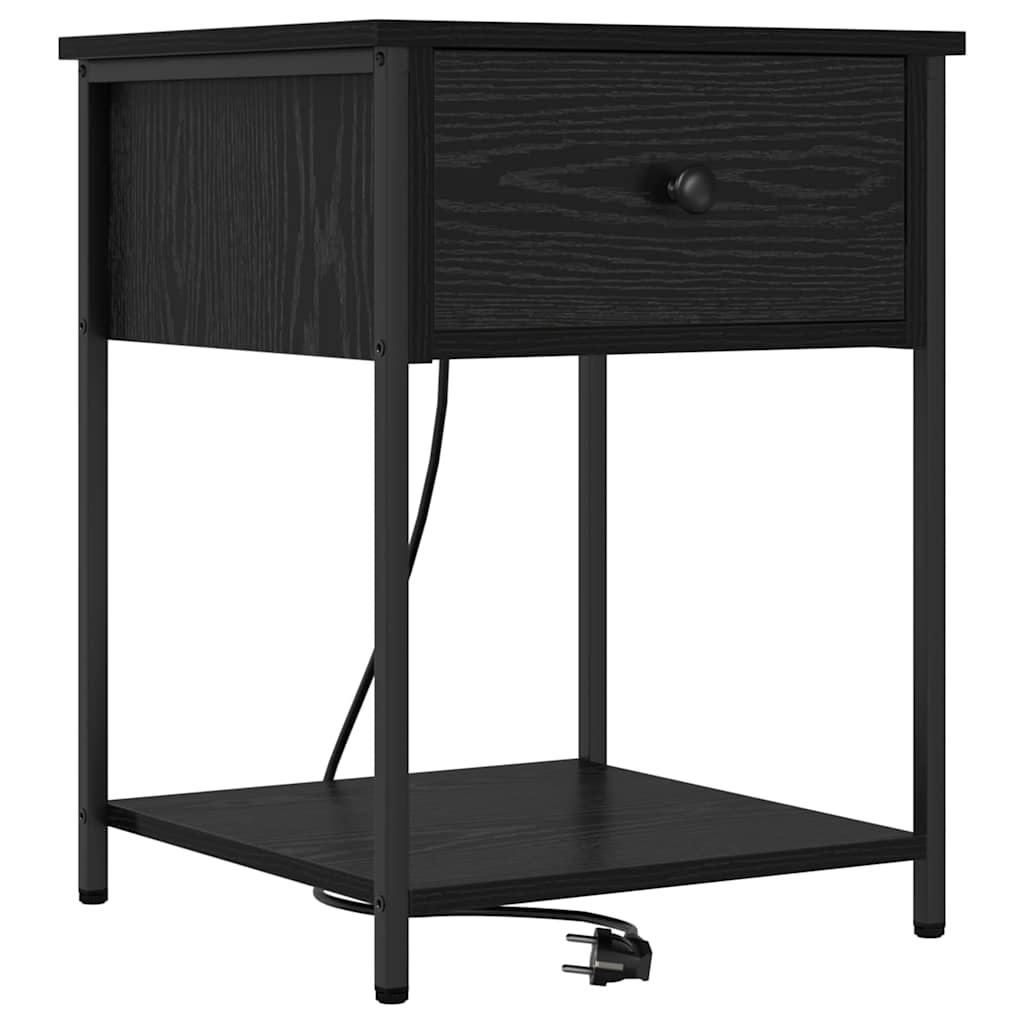 Bedside Cabinet Black oak 42 x 41 x 56 cm Engineered wood